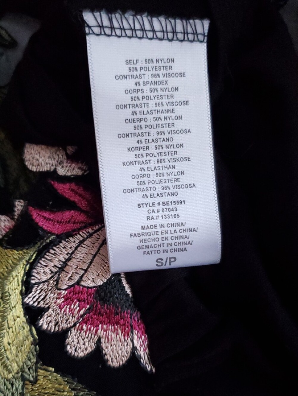 Eri+Ali Floral Embroidered Black Mesh Peplum Tunic - Picture 4 of 5